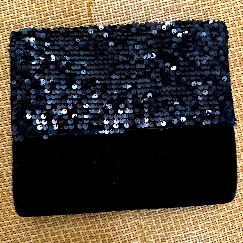 Black sequin clutch